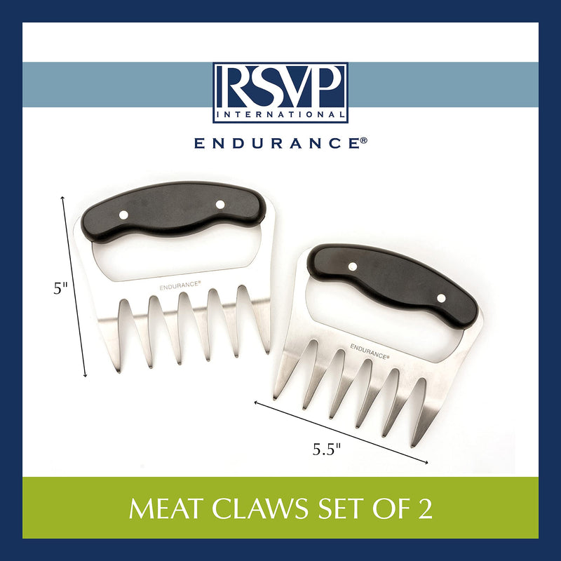 RSVP International Endurance Stainless Steel Meat Shredders, Set of 2 | Shred Meats, Toss Salads, & More | Contoured Handles with Easy Grip | Dishwasher Safe - NewNest Australia