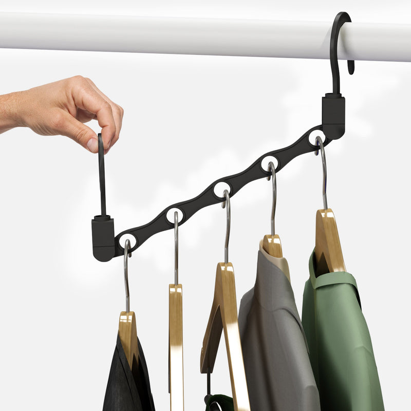 NewNest Australia - Ideaworks Space Saving Closet Organization Vertical and Horizontal Multi Hanger for Shirts, Pants, and Coats, All Your Dorm Room Essentials by Everyday Home, design 1, Black 