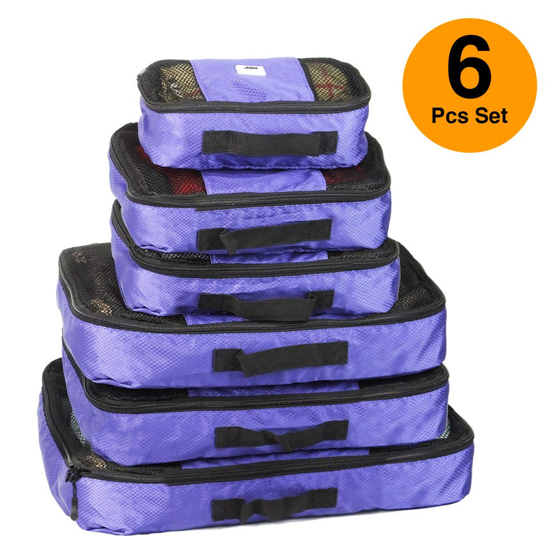 ANSIO Packing Cubes, Travel Luggage Organiser Set, Travel Cubes, Compression Bag Suitcase, Value Set for Travel and Home Storage, Small, Medium, Large, XL - (6 Piece Set) - Purple - NewNest Australia
