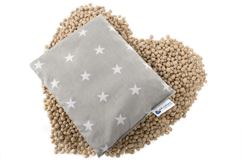 Medi Partners Cherry Stone Pillow Grain Pillow Large Heat Pillow 500g Rectangle 20x25cm Eco Natural 100% Cotton Heat + Cold Therapy Massage Therapy (White Stars with Gray) White Stars with Gray - NewNest Australia