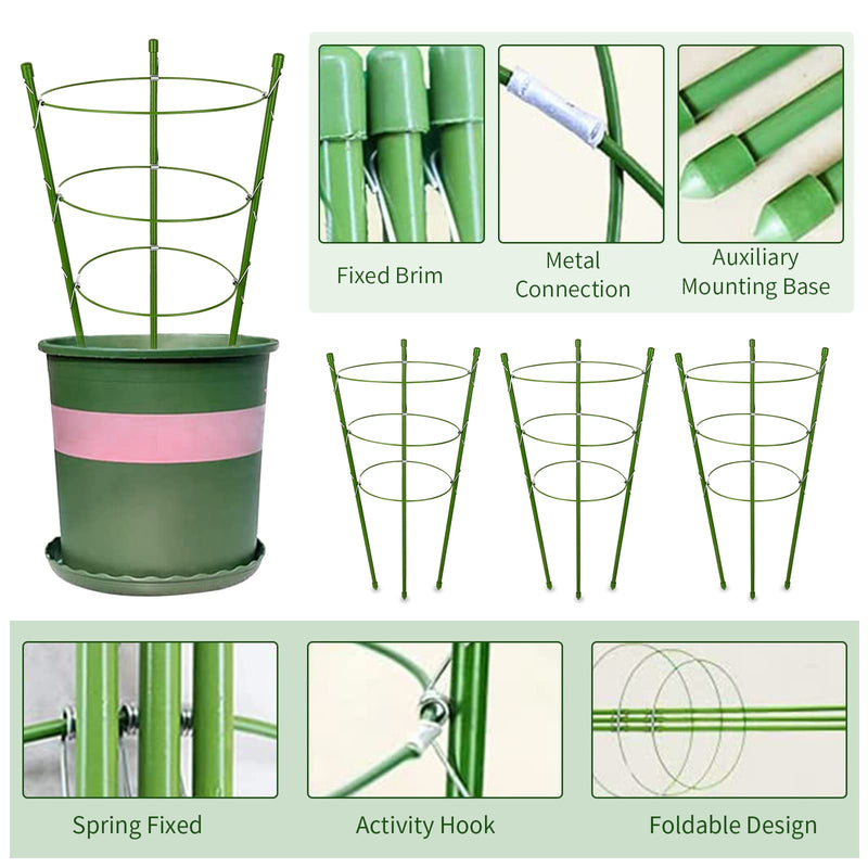 4 Pack Tomato Cage Plant Support Cages for Garden, 18 inches Trellis for Climbing Plants, Upgrade Garden Plant Stakes with Adjustable Ring, Tomato Rings for Support, with Twist Tie - NewNest Australia