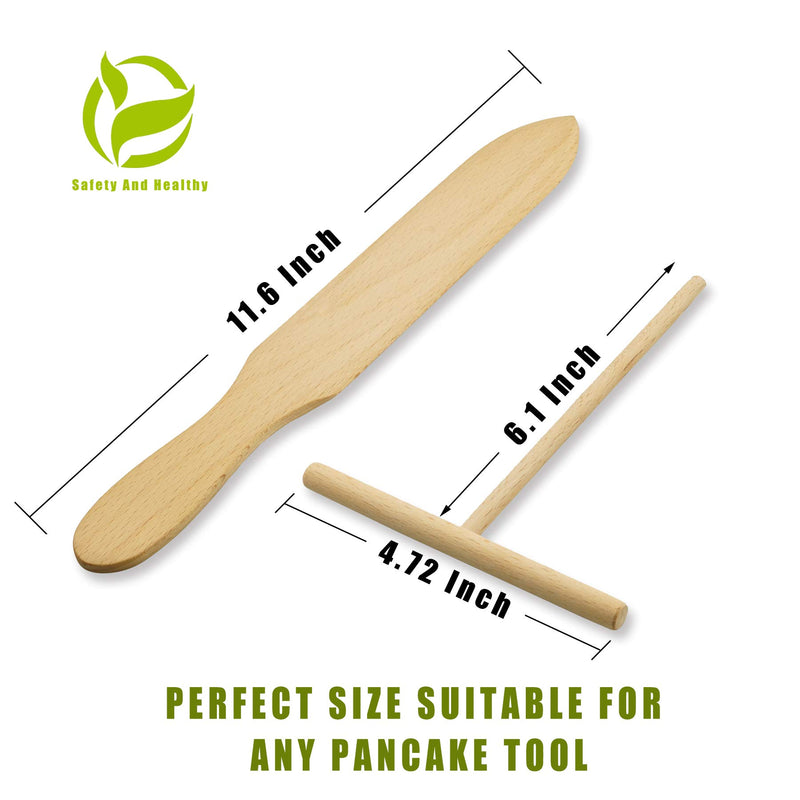 Prowithlin 4 Piece Crepe Spreader and Spatula Set, Crepes Maker Made Of 100% Natural Beech Wood, 12" Crepe Spatula and 4.7" Crepe Spreader, Crepe Pan Dosa Pan Accessories Crepe Tools - NewNest Australia