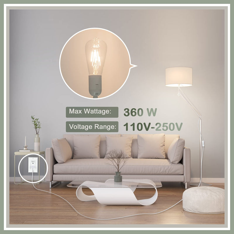 JACKYLED Extension Hanging Lantern Cord Cable UL 12Ft E26 E27 Socket On/Off Switch Plug in Pendant Lighting for Kitchen Bedroom Plant Growth Light - NewNest Australia