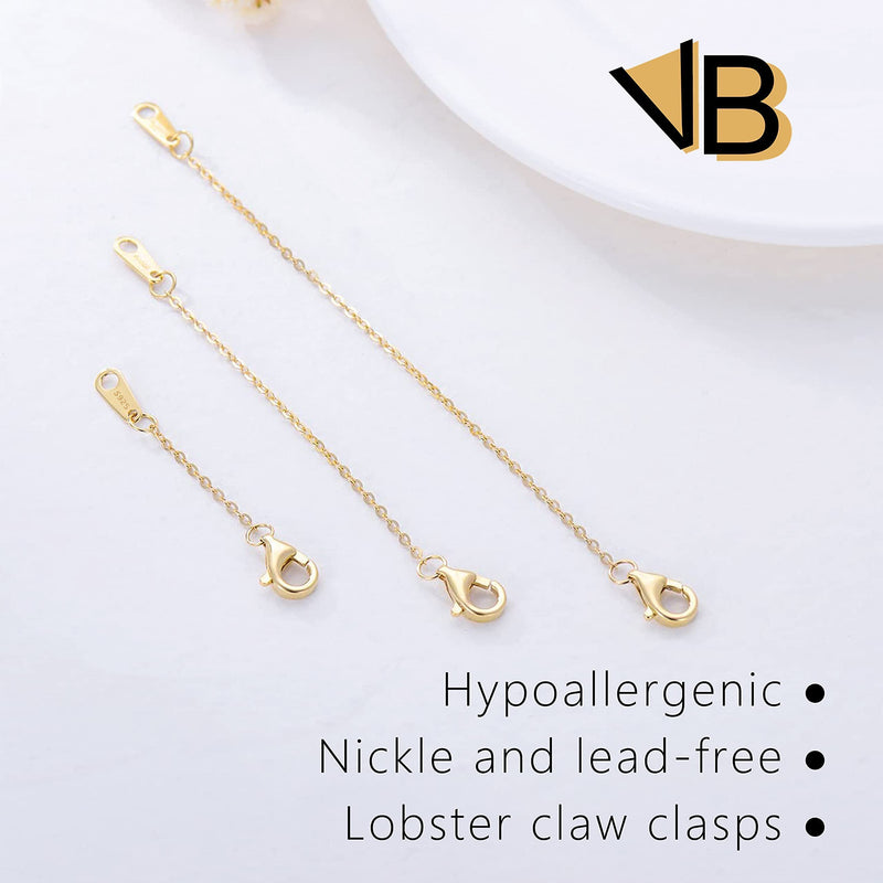 Necklace Extenders Gold Chain Extenders for Necklaces Extensions Sterling Silver Bracelet Extender Gold Necklace Extenders for Women 3 Piece Set, 1 2 3 Inch 1/2/3 inch Lobster-Gold - NewNest Australia