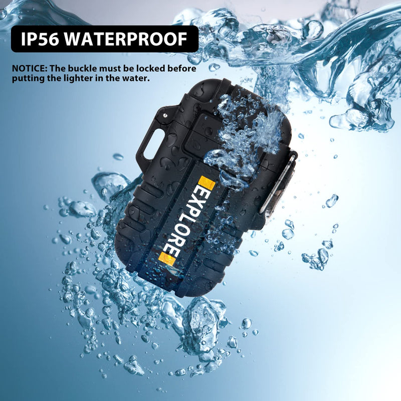 Lighter,USB Rechargeable Lighter,Windproof Arc Lighter Waterproof,Flameless Electric Lighter,Dual Arc Plasma Lighter with Emergency Whistle for Outdoor Adventure,Survival Tactical,Camping Gadgets Black - NewNest Australia