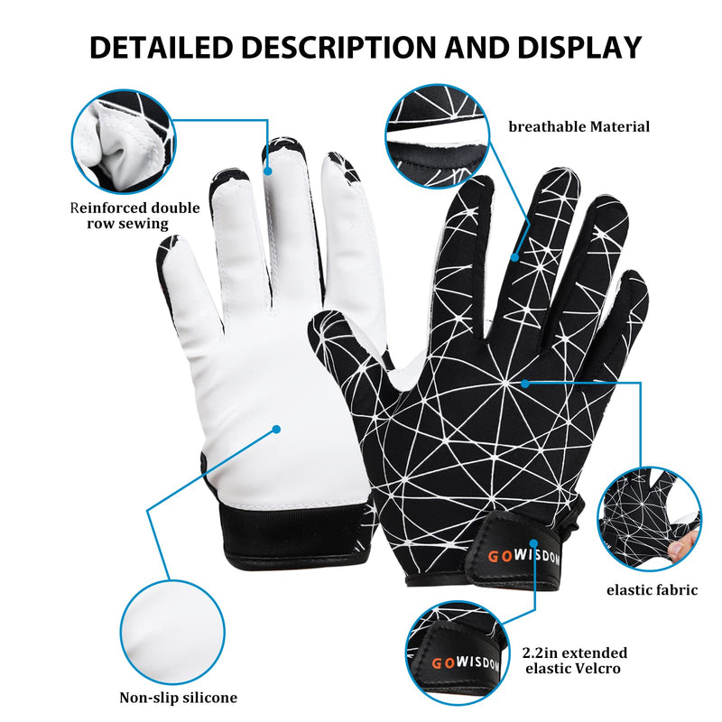 GOWISDOM Youth Football Gloves, High Silicone Grip Receiver Gloves for Kids, Youth Sports Football Gloves for Boys Girls M/L(6-6.5 inch) - NewNest Australia