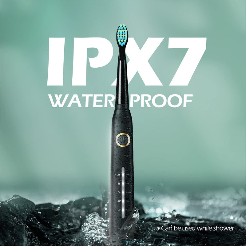 Electric Toothbrush, Sonic Toothbrushes with 8 Brush Heads 40000 VPM 5 Modes, Sonic Toothbrushes Fast Charge 4 Hours Last 30 Days, Rechargeable Electric Toothbrush for Adults, Black - NewNest Australia