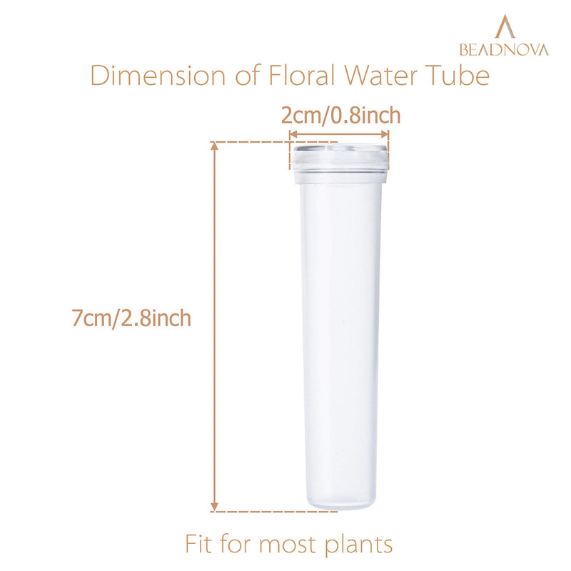 BEADNOVA Floral Water Tubes 2.8 Inch Plastic Water Tubes for Floral Flower Vials with Caps for Flower Arrangement Decoration (Clear, 20 Pcs) 20pcs - NewNest Australia