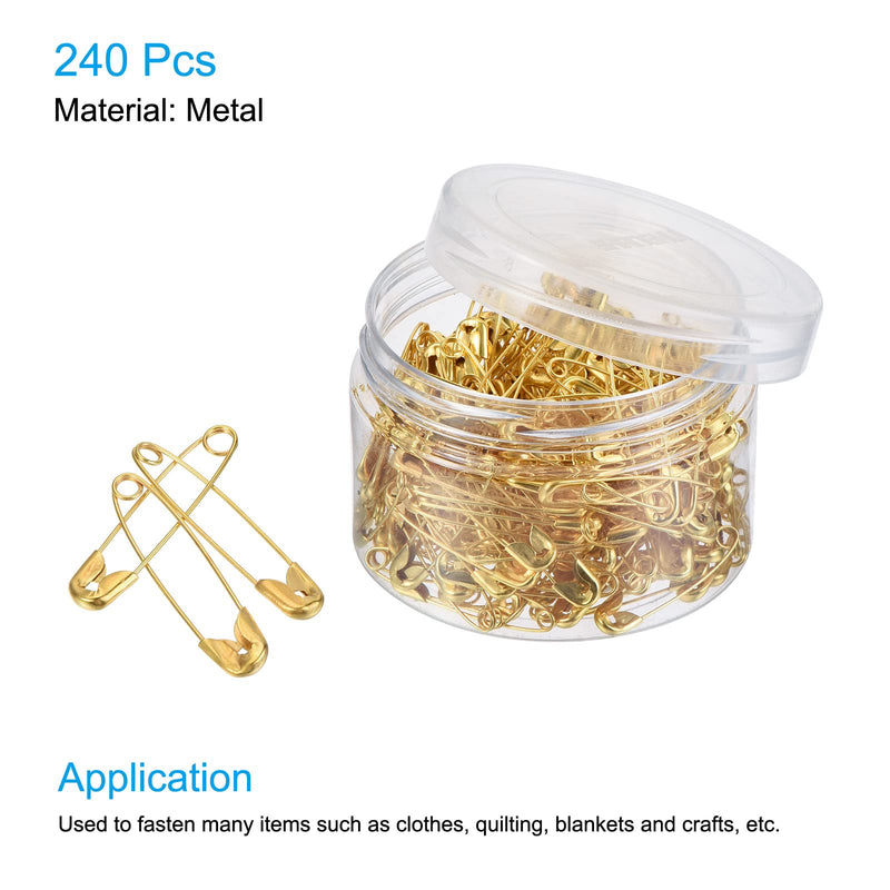 MECCANIXITY Safety Pins 1 Inch Metal Sewing Pins with Box for Office Home Gold Tone 240 Count - NewNest Australia
