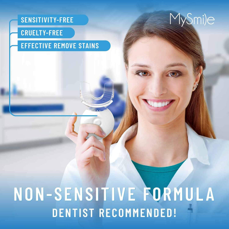 MySmile Teeth Whitening Kit with LED Light, 10 Min Non-Sensitive Fast Teeth Whitener with 3 Carbamide Peroxide Teeth Whitening Gel, Helps to Remove Stains from Coffee, Smoking, Wines, Soda, Food - NewNest Australia