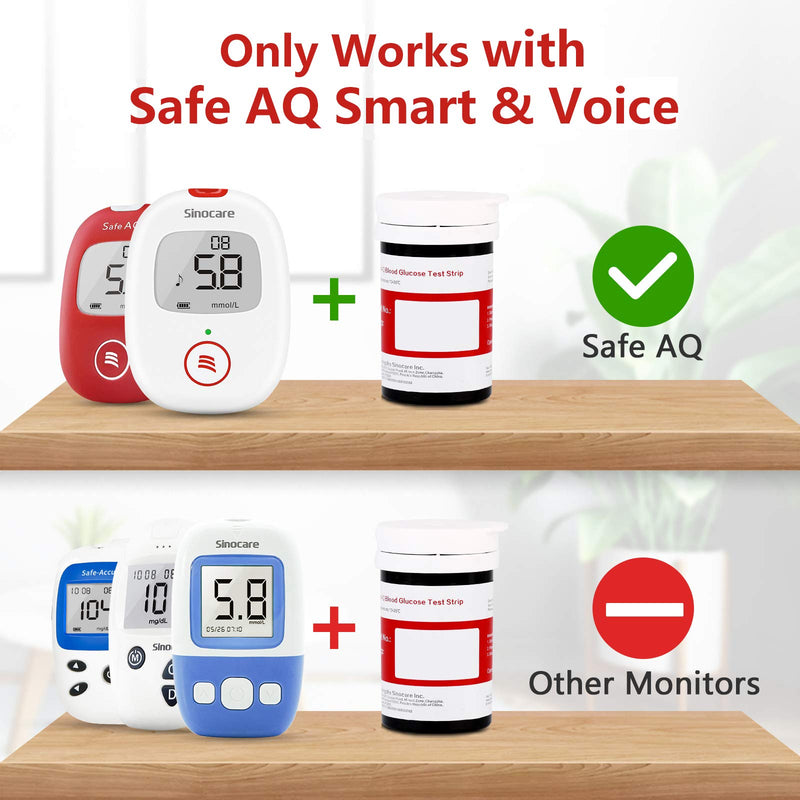 sinocare Diabete Blood Glucose Test Strips x 50 & Diabetes Lancets x 50, Safe AQ Test Strips, Blood Sugar Test Strips for Safe AQ Smart/Voice Only Aq Test Strips X 50 - NewNest Australia