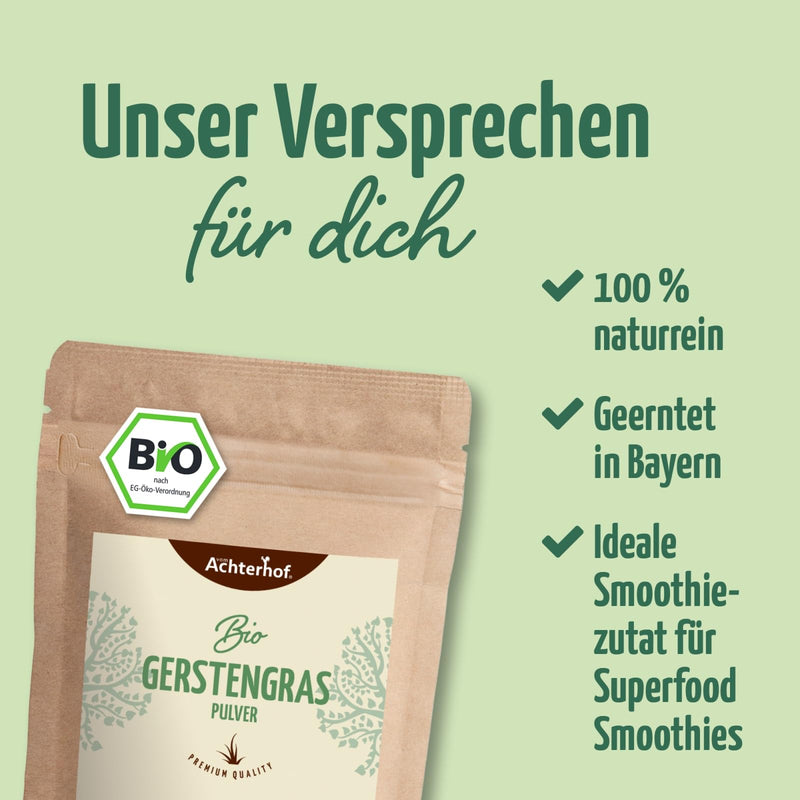Barley grass powder organic (500g) | From German cultivation | Raw food quality | 100% barley grass powder | Residue controlled | vom-Achterhof, antioxidants 500 g (pack of 1) - NewNest Australia