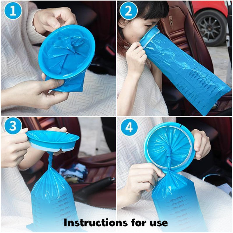 Vueinrg Pack Of 25 1000 Ml Burp Bags With Mouthpiece Burp Bags Car Children Poop Bags With Ring High Density Nausea Bag Disposable Emesis Bag Sick Bags For Travel Airplane Hospital (Blue) - NewNest Australia