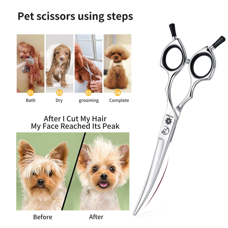 Dream Reach Grooming Scissors 6.5 Inch Curved Dog Scissors Cat Scissors Dog Hair Scissors Dog Scissors For Grooming For All Dogs Cat Cutting And Grooming Japanese 440C Stainless Steel Handmade Black Dark Black - NewNest Australia