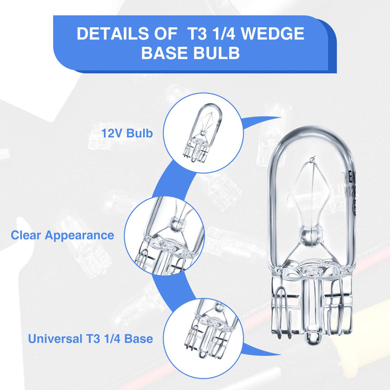 T3 1/4 Wedge Base 12V 5W Bulb Clear Krypton Light Bulb for Landscape, RV and Cabinet Lighting (10) 10 - NewNest Australia