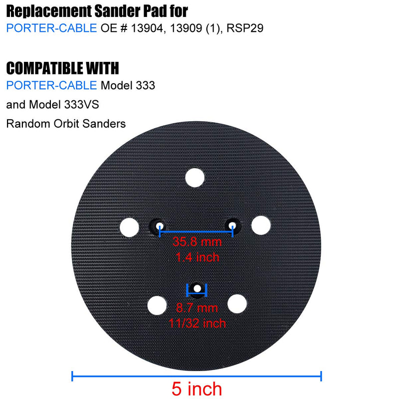 5-Inch Hook and Loop Pad for Porter Cable 13904 - Fits Porter Cable Model 333 and Model 333VS Random Orbit Sanders - NewNest Australia