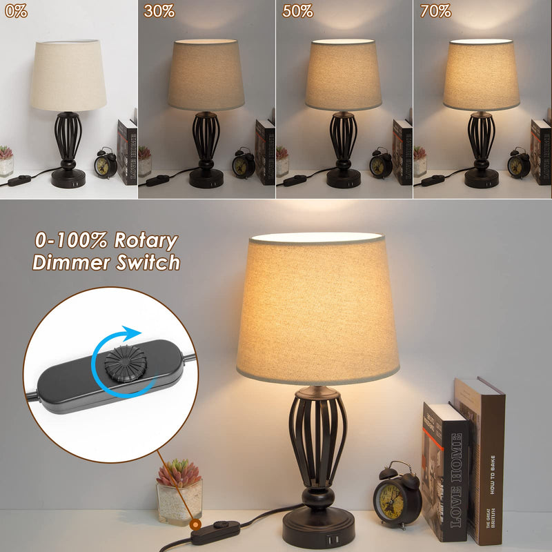 Inline Lamp Switch 2 Pack, Full Range Rotary Dimmer Switch, Black Cord Switch Replacement for Table Lamp, Floor Lamp, Pendant Light, Works with Dimmable LED, Incandescent, Halogen Bulbs - NewNest Australia