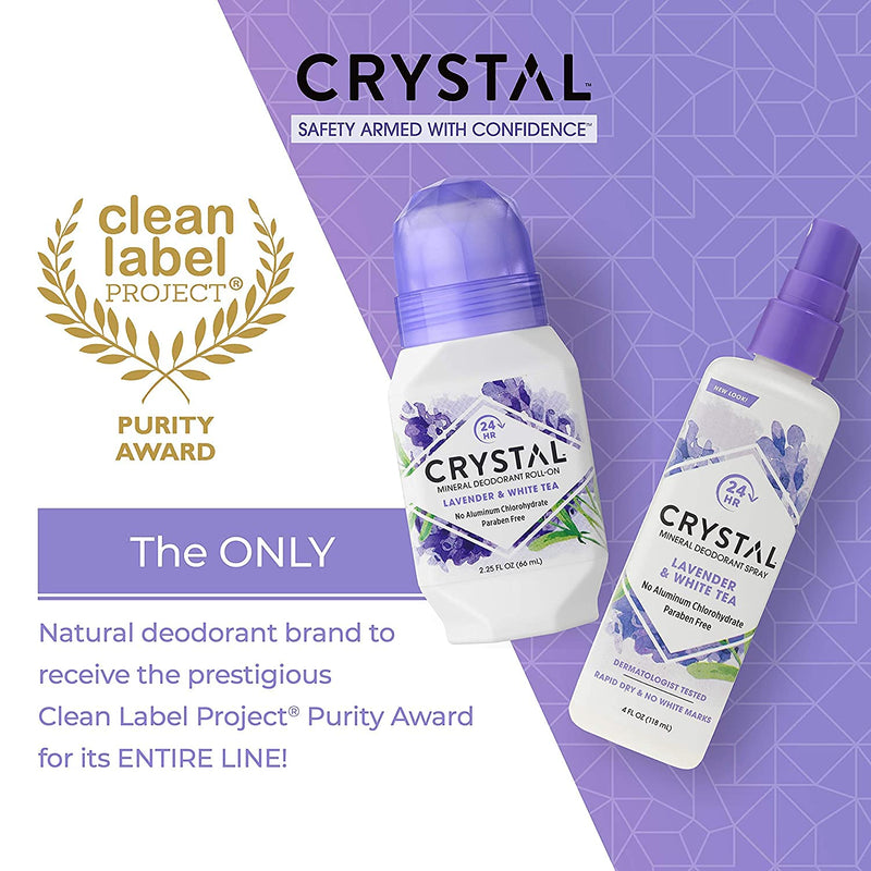 Crystal Mineral Deodorant Roll-On, Lavender & White Tea, Purple, 2.25 Fl Oz 2.25 Fl Oz (Pack of 1) - NewNest Australia