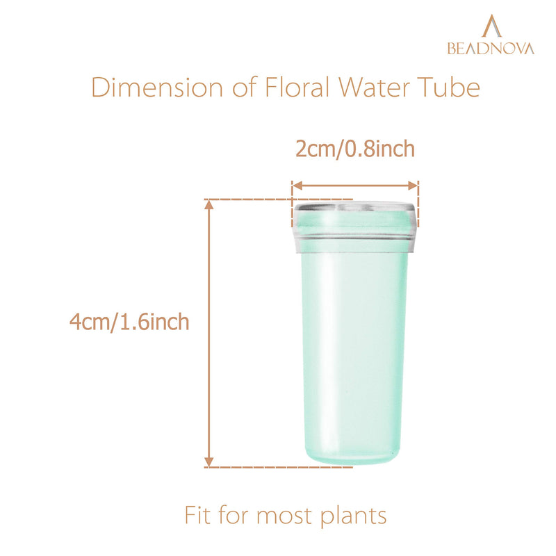 BEADNOVA Floral Water Tubes 1.6 Inch Plastic Water Tubes for Floral Flower Vials with Caps for Flower Arrangement Decoration (Green, 20 Pcs) 20pcs - NewNest Australia