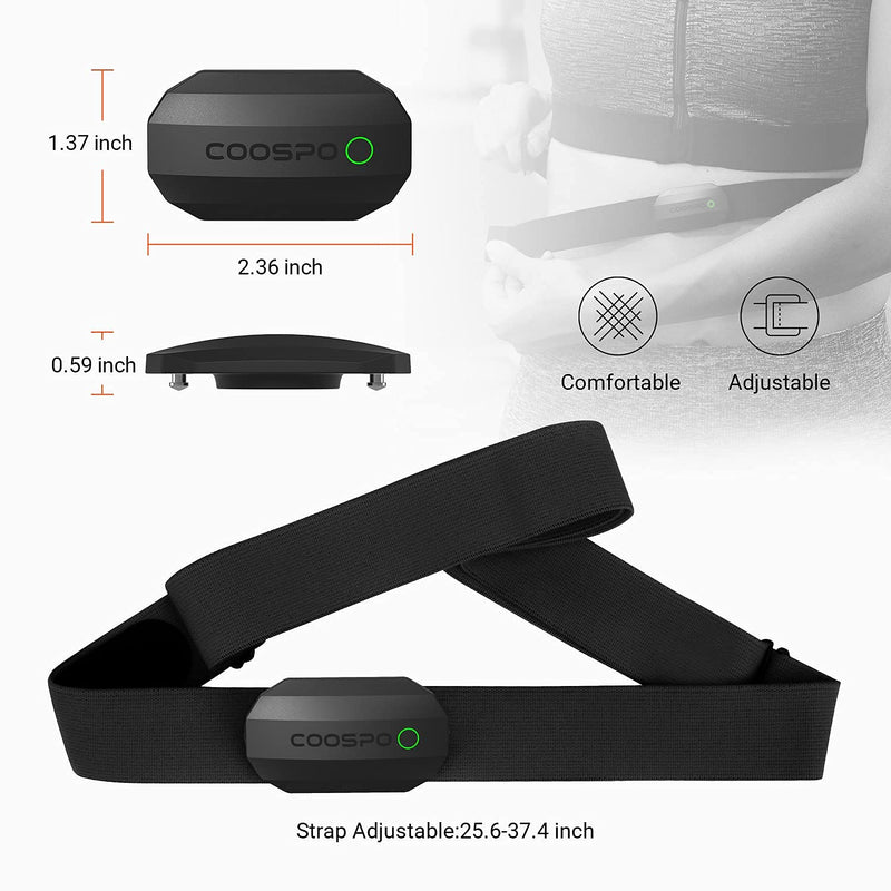 COOSPO Heart Rate Monitor Chest Strap,Bluetooth ANT+ Chest HRM for Running Cycling Gym Fitness, Heart Rate Monitors IP67 Waterproof Compatible with Strava Zwift Wahoo Garmin Polar Peloton App Black-BK - NewNest Australia