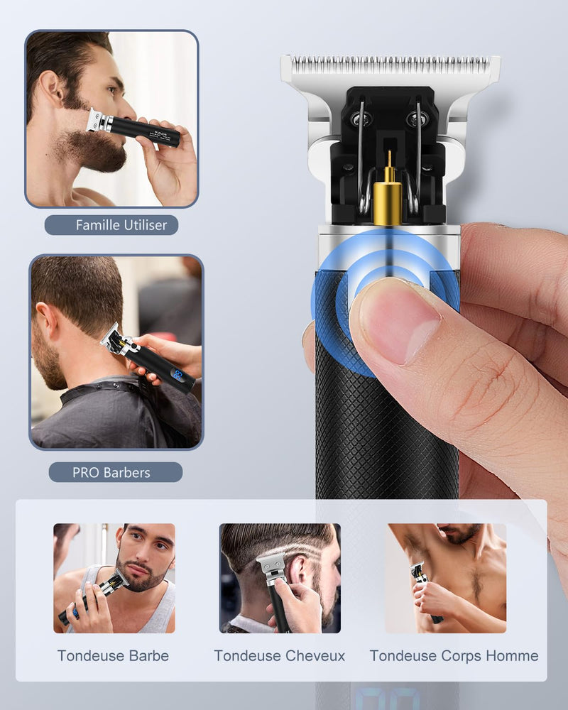 Professional Hair Trimmer, Beard Trimmer For Men, Hair Trimmer, Beard Trimmer, Men'S Razor, Men'S Electric, Rechargeable Lcd Display, T-Blade Trimmer, Cordless Long Hair Trimmer For Hairdressers - NewNest Australia