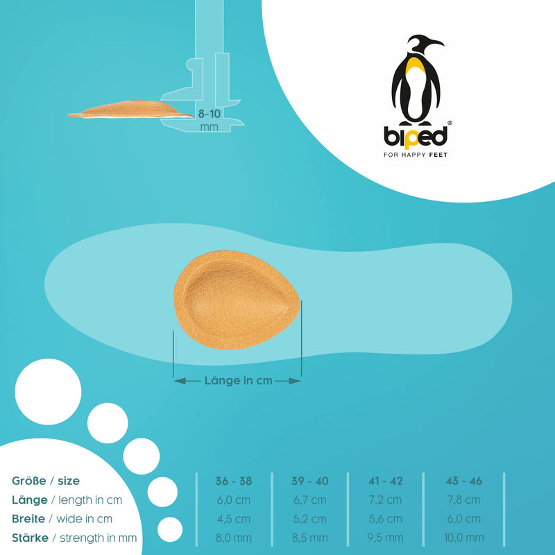 biped 2 pairs of orthopedic splayfoot pads made of leather teardrop shape - retro capital support - for gluing into shoes and sandals z1781(41-42) 41-42 - NewNest Australia