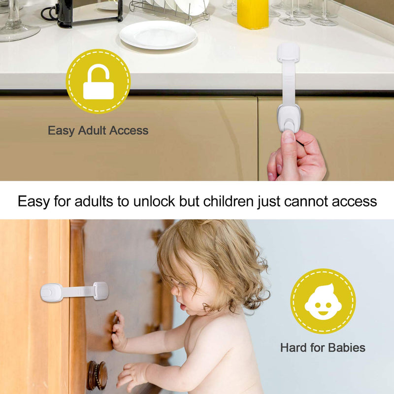 Betertek Cabinet Locks Child Safety Refrigerator Lock Drawer Locks Baby Proof Fridge Lock Kids Safety Latches Strap Locks (10 pack) for Dresser, Toilet Seat, Oven, Dishwasher, with Extra Adhesive - NewNest Australia