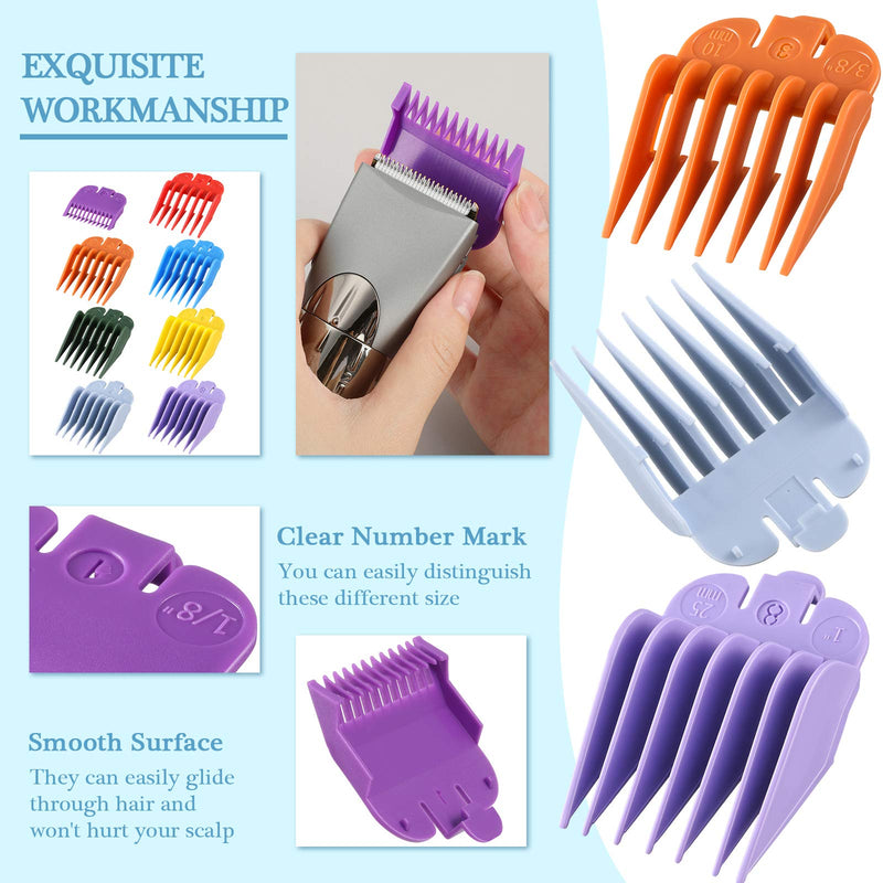 8 Pieces Hair Clipper Guards Attachments, Hair Clipper Guide Combs Replacement Guards for Universal Hair Clipper and Trimmer, Replacement Lengths from 1/8 to 1 Inch (3-25 mm) - NewNest Australia