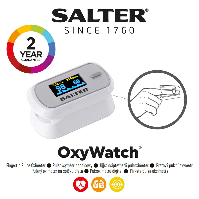 Salter PX-100-EU OxyWatch, Fingertip Pulse Oximeter, Quick Measure, Light and Compact, Portable, Easy to Use, Automatic Power Off, Low Power Consumption, LED Display, Accurate/Fast, 2 Year Guarantee - NewNest Australia