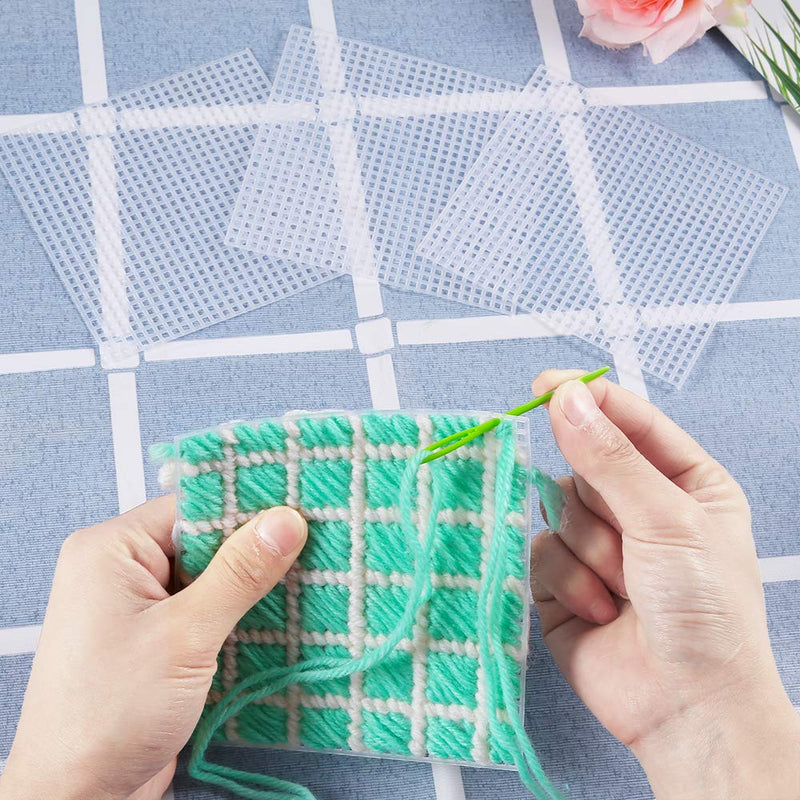 Pllieay 33 Pieces Mesh Plastic Canvas Sheets Kit Including 15 Pieces Clear Plastic Canvas, 12 Color Acrylic Yarn and Embroidery Tools for Embroidery Plastic Canvas Craft - NewNest Australia