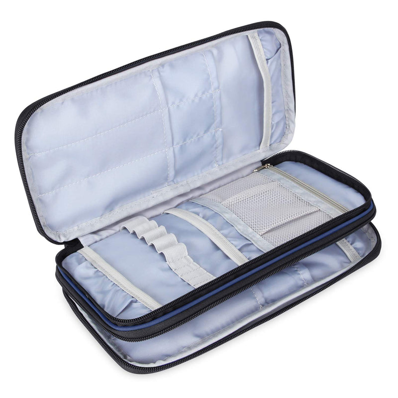 Teamoy Knitting Needles Case(up to 10-Inch), Travel Organizer Storage Bag for Circular and Straight Knitting Needles, Crochet Hooks and Knitting Accessories, Dark Blue-NO Accessories Included Medium - NewNest Australia