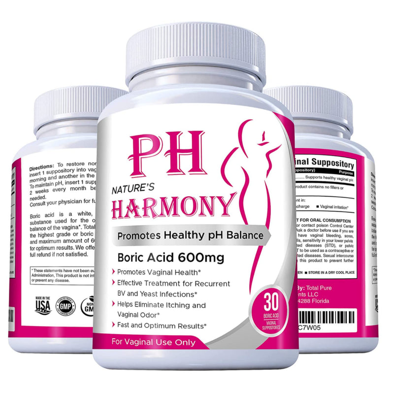 PURE PLANT HOME Boric Acid Suppositories Nature's Harmony 30 Count 600 mg 100% Pure Made in USA - NewNest Australia