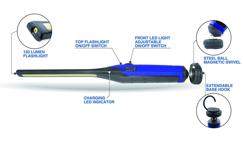 Astro Pneumatic Tool 65SL 650 Lumen Rechargeable LED Slim Light W/Top Flashlight - NewNest Australia