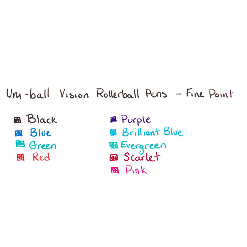 uni-ball Vision Rollerball Pens Fine Point, 0.7mm, Black, 12 Pack 1 - NewNest Australia