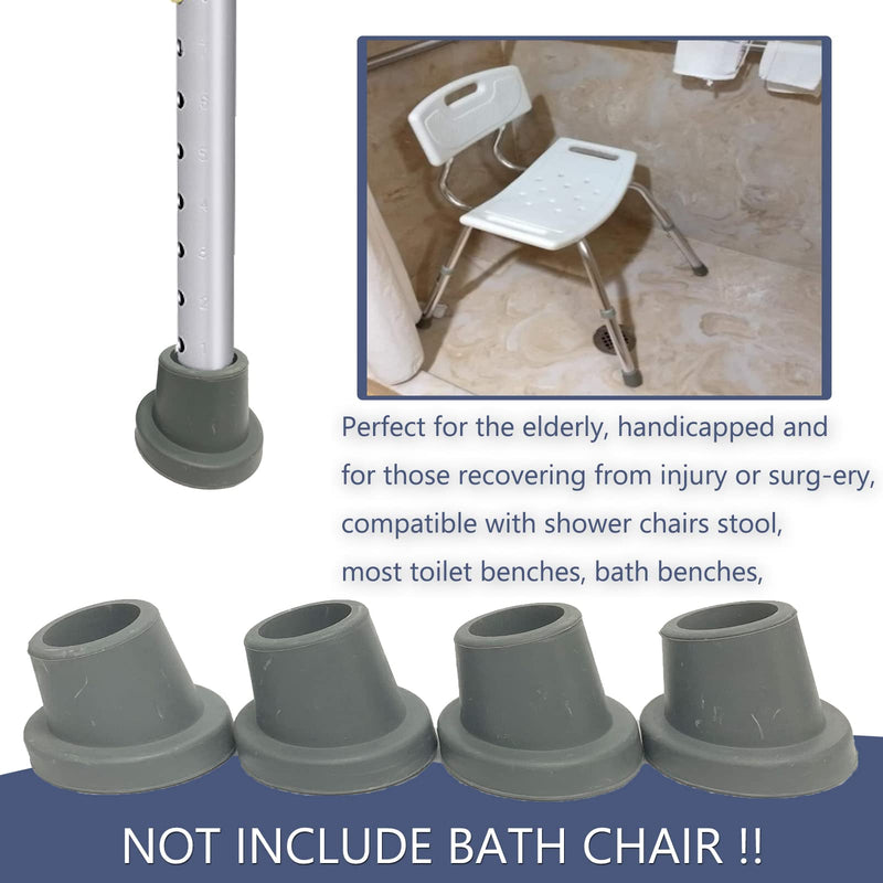 HXCH Replacement Feet for Bath Chair, Shower Toilet Seat Stools & Transfer Bench Anti-Slip Angled Cap for Disable Elderly, 1-1/8 I.D, 4 Pcs, Grey - NewNest Australia