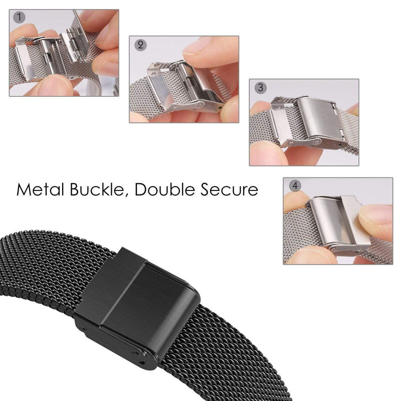Compatible for Garmin Venu SQ Music Bands, ViCRiOR Solid Stainless Steel Watchband+ Mesh Strap Bracelet Replacement Band Strap for Garmin Venu sq/sq Music, Black - NewNest Australia