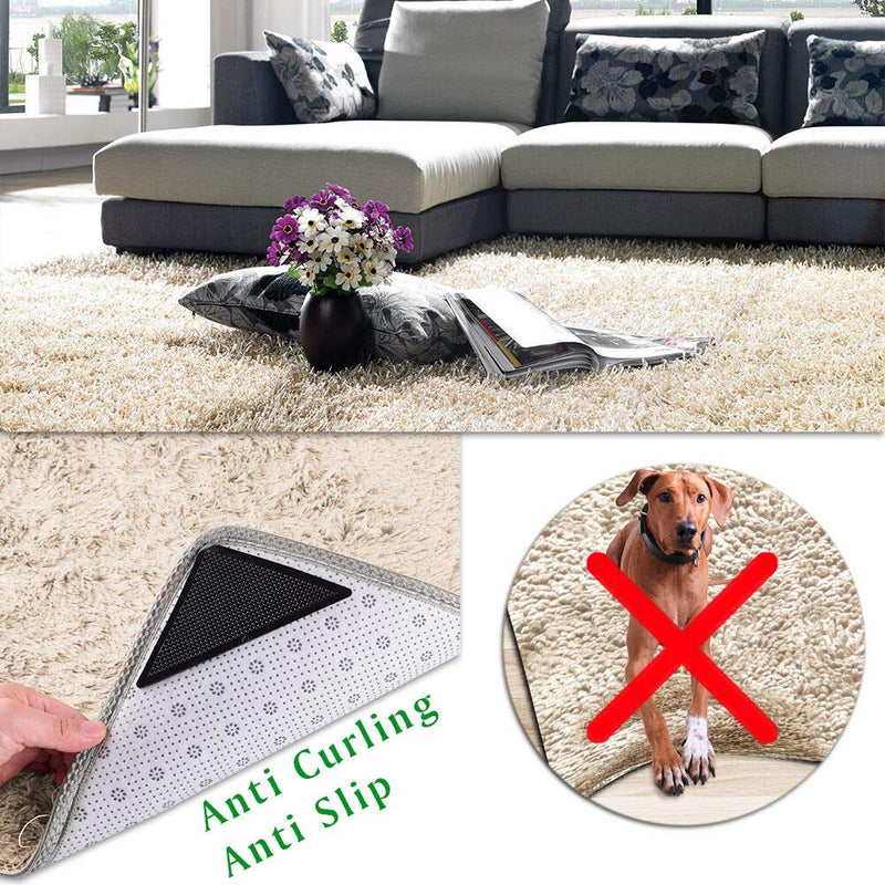 ZC GEL Rug Grippers for Hardwood Floors (8 pcs), Anti Slip Rug Grippers with Non Curling Washable and Reusable Non-Trace Removable Eco-Friendly Carpet Gripper for Tile Floors,Carpets,Floor Mats,Black - NewNest Australia
