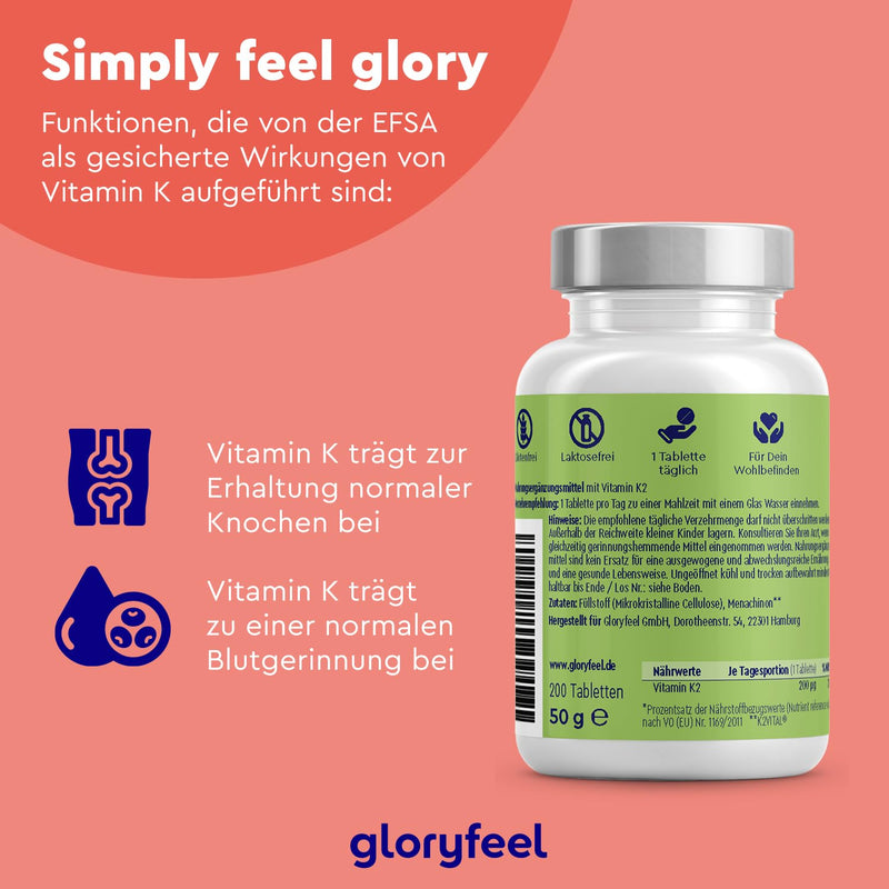 Vitamin K2 MK-7 200µg - 200 vegan tablets - Premium K2VITAL® K2-MK7 Menaquinone 99.7+% All-Trans - Laboratory tested and made in Germany without additives - NewNest Australia