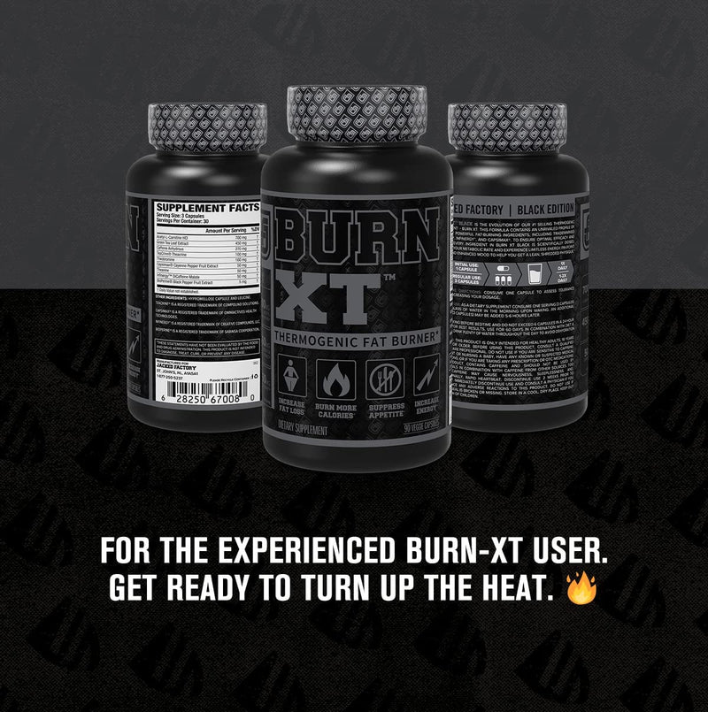 Burn XT Black Thermogenic Fat Burner - Weight Loss Supplement, Appetite Suppressant, Nootropic Energy Booster W/TeaCrine - Premium Acetyl L-Carnitine, Green Tea Extract, Capsimax - 90 Veg Diet Pills - NewNest Australia