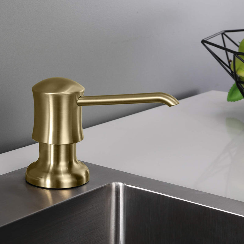 Brushed Gold Sink Soap Dispenser for Kitchen Sink (Gold Brushed),Dish & Hand Liquid Soap Dispenser，Built-in & Refill from Top Type Gold Brushed - NewNest Australia