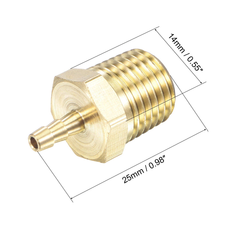 uxcell Brass Hose Barb Fitting Straight 1/8 Inch x NPT 1/4 Male Thread Pipe Connector for Water Air Fuel Tube 2pcs 1/8"x1/4 NPT - NewNest Australia