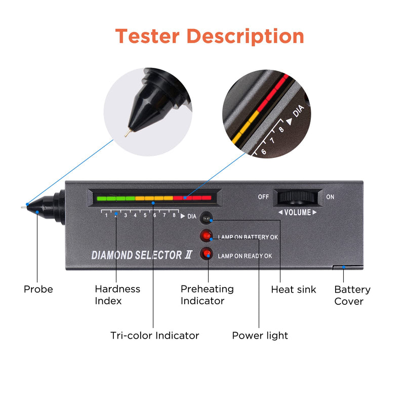 Dupeakya Professional Diamond Selector II, Gem Tester Pen Portable Electronic Diamond Tester Tool for Jewelry Jade Ruby Stone (Diamond Tester 2) Diamond Tester 2 - NewNest Australia