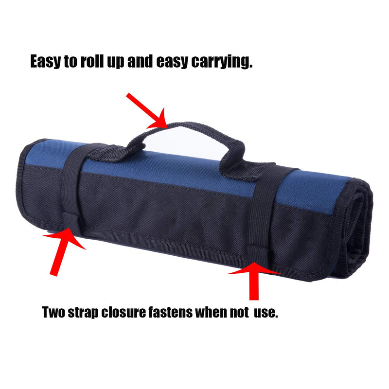 Logic box tools bag pouch organizer roll for pliers wrenches, screwdrivers, tire gauges, mini-flashlights etc and other tiny tools (Blue) Blue - NewNest Australia