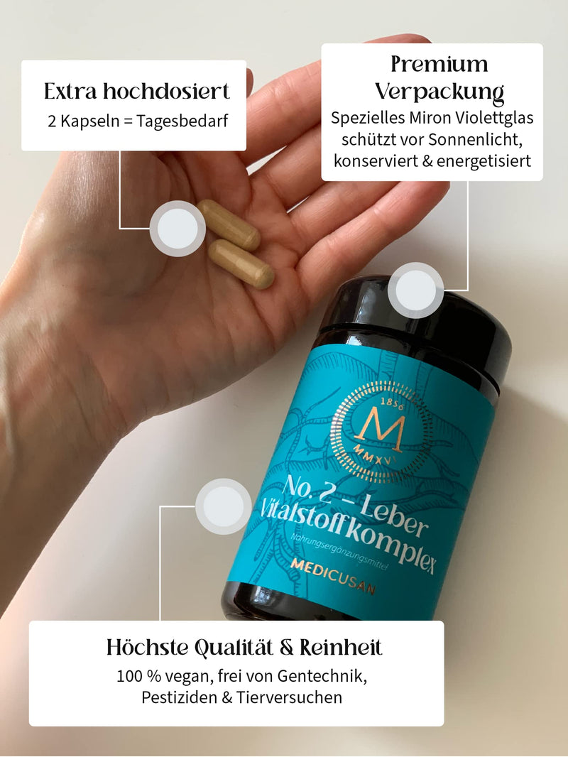 Medicusan No.2 Liver - 2,250 Mg Milk Thistle - 100 Mg Bioactive Choline - 4,900 Mg Artichokes - 2,000 Mg Dandelion - 80 Mg Gentian - 2 Capsules/Day - 60 Capsules/30 Days - NewNest Australia