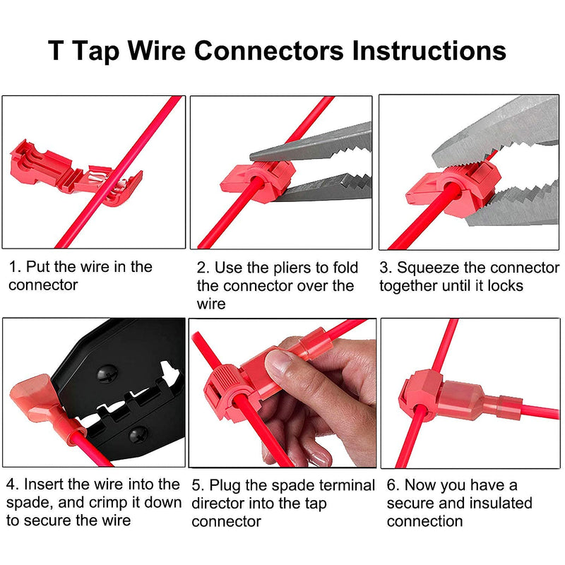 T-Tap Wire Connectors - MuHize 120 Pcs T-Tap Wire Terminals, Quick Splice Wire Terminals, Self-Stripping Insulated Male Quick Disconnect Assortment Kit - NewNest Australia