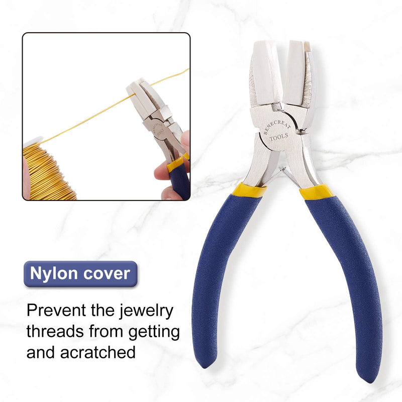 BENECREAT Double Nylon Jaw Pliers Flat Nose Pliers with Adhesive Jaws for DIY Jewelry Making Hobby Projects, Blue - NewNest Australia