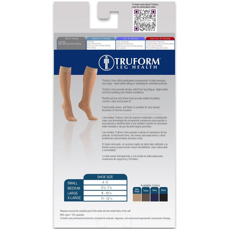 Truform Sheer Compression Stockings, 8-15 mmHg, Women's Knee High Length, 20 Denier, Beige, Large Large (1 Pair) - NewNest Australia