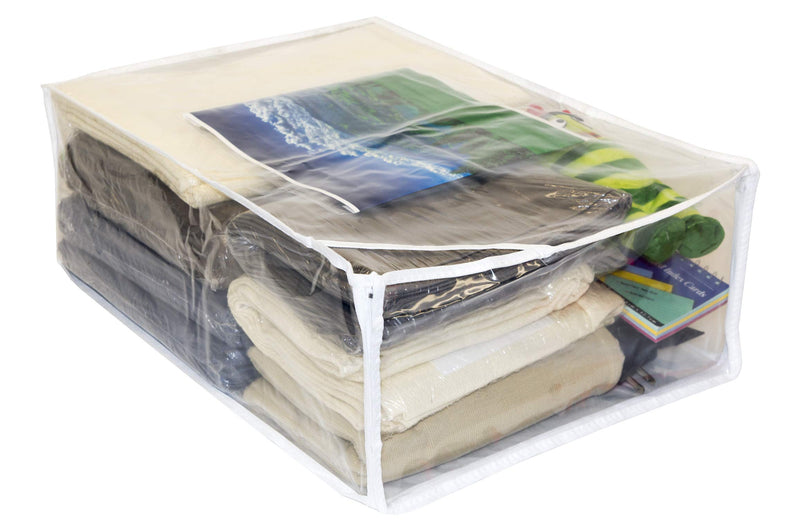 Vinylpac 5-Pack Zippered Clear Plastic Storage Bags 13 x 19.5 x 6.5 Inch with 9 x 9 Insert Pocket and Display Cutout - NewNest Australia