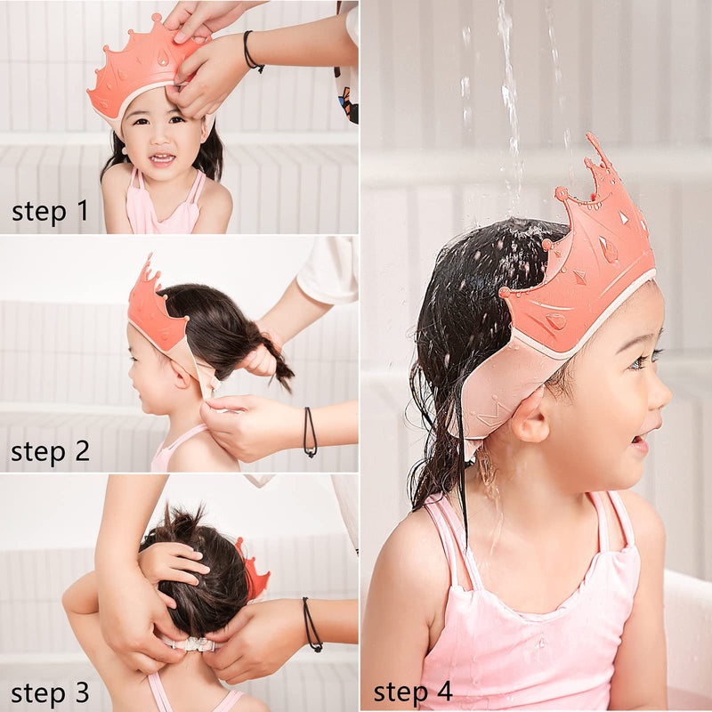 FUSACONY Baby Shower Cap Shield, Shower Cap for Kids, Visor Hat for Eye and Ear Protection for 0-9 Years Old Children, Cute Crown Shape Makes the Baby Bath More Fun (2 Pack) 2 Pack - NewNest Australia