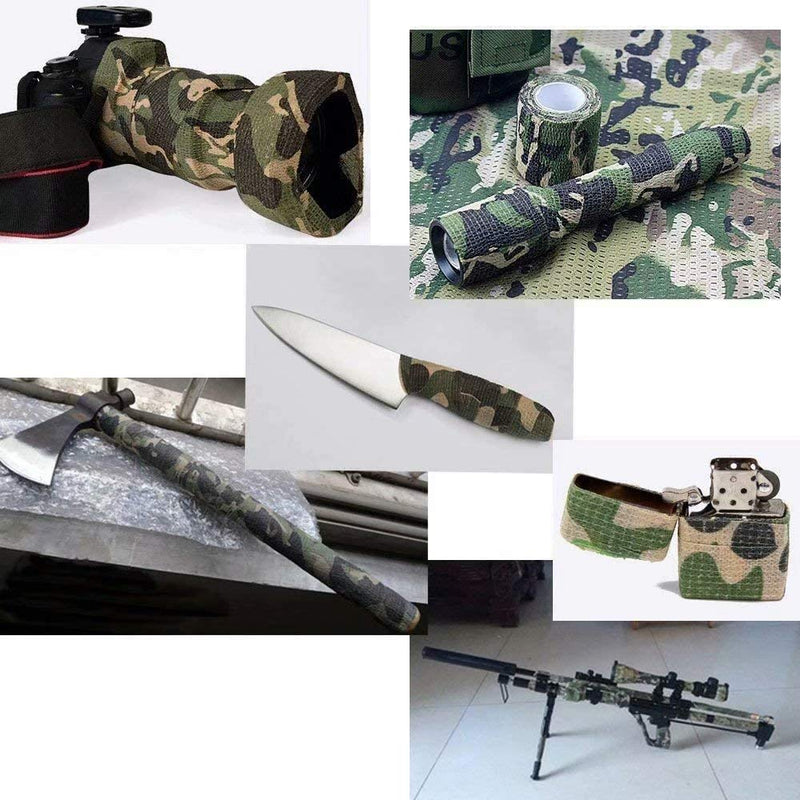 Camo Tape, 5 Rolls 5 Cm X 4.5 M Camouflage Tape Wrap, Multifunctional Self-Adhesive Protection Camouflage Tape Wrap Tactical Camo Shape Multi-Functional Non-Woven Fabric Stealth Tape Stretch Bandage - NewNest Australia